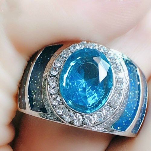 Bague Ovale En Argent 925 Pour Femmes Et Hommes, Anneau De Luxe En Pierre Bleue Zircon 5a, Bague De Fiançailles, Bijoux En Pierres Précieuses Saphir