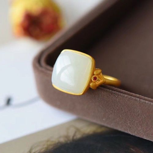 Bague En Argent Incrustée De Jade Blanc Naturel Hetian, Anneau Ajustable, Ouverture Carrée, Style Palais Rétro Chinois, Bijoux De Marque Pour Femmes