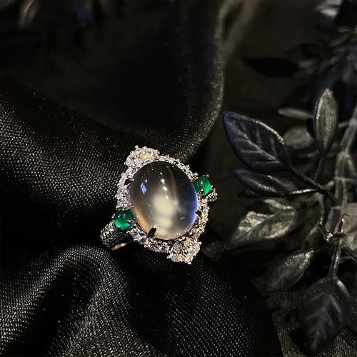 Bague Ovale Incrustée De Calcédoine, En Zircon, Ouverture Ajustable, Breloque Aristocratique, Blanche Naturelle, Marque De Bijoux En Argent