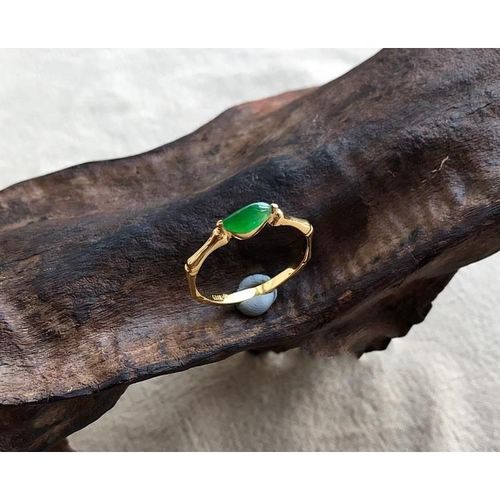 Bague Ajustable En Jaspe, Plante Naturelle, Design Original, Ouverture, Lumière Exquise, Breloque De Luxe, Marque De Bijoux En Argent Pour Femmes