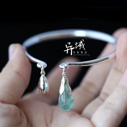 Bijoux En Argent Massif Thaïlandais 990 Incrusté De Fluorite Fresh Sen, Bracelets Creux Pour Femmes