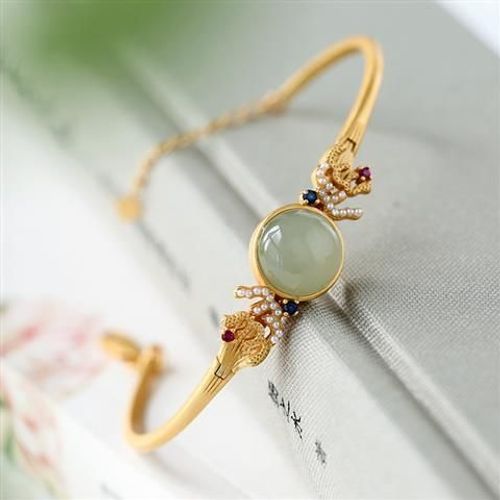 Bracelet En Argent Incrusté De Calcédoine Hetian Naturelle, Style Chinois, Palais Classique, Breloque Élégante, Marque De Bijoux Pour Femmes