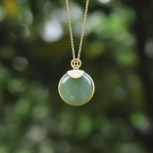 Pendentif En Jaspe Hetian Naturel Incrusté En Argent, Collier Rond De Tempérament Froid Pour Personnes Âgées, Cadeau D'anniversaire De Vacances Pour Femmes
