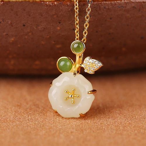 Collier Avec Pendentif En Diamant Et Fleur De Jade Hetian Naturel, Rétro Chinois, Mignon, Petite Fée Fraîche, Romantique, Bijoux De Marque Pour Femmes