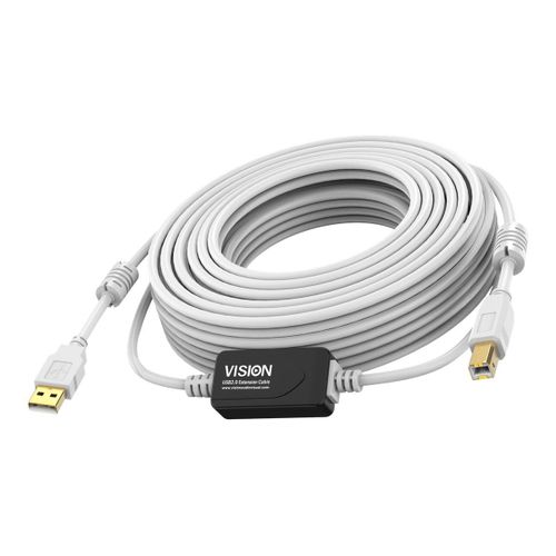 Vision Techconnect - Câble USB - USB (M) pour USB type B (M) - USB 2.0 - 10 m - amplificateur de signal - blanc