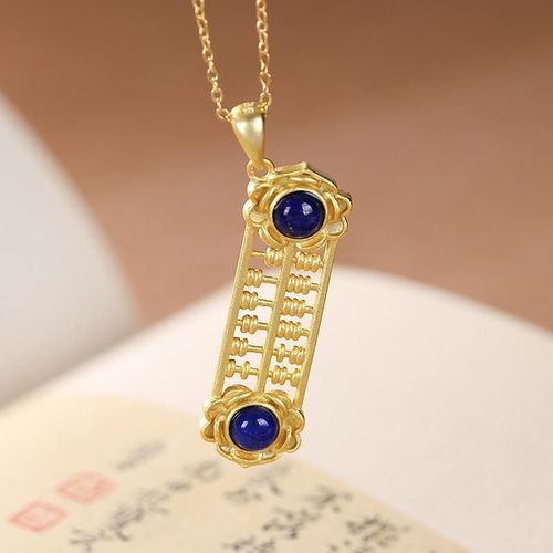 Pendentif En Calcédoine Bleue Incrustée, Collier De Style Chinois, Palais Antique, Boulier Modélisation, Charme De Marque, Bijoux Pour Femmes