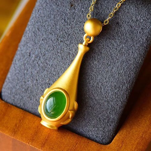 Pendentif En Jade Naturel Incrusté D'argent, Bouteille De Souhait, Collier, Niche, Design Rétro Chinois, Bijoux De Marque Pour Femmes