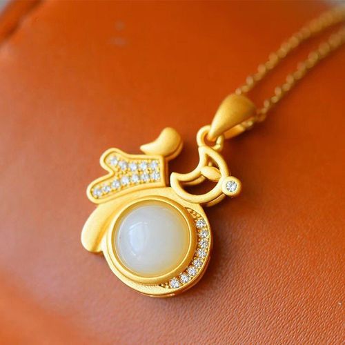 Collier Avec Pendentif En Argent Et Diamant Naturel Pour Femmes, Bijou De Marque, En Jade Blanc Hétian, Design Original, Breloque Artisanal Rétro Chinois