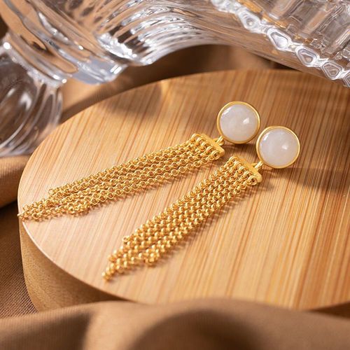 Boucles D'oreilles Rondes En Argent Naturel Hetian Calcédoine Pour Femmes, Bijoux De Marque Charmant, Trois Couleurs Assorties, Rétro, Style Chinois