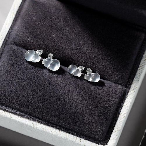 Boucles D'oreilles En Verre Naturel Calcédoine Diamant, Gourde Élégante Rétro Aristocratique, Charme Pour Femmes