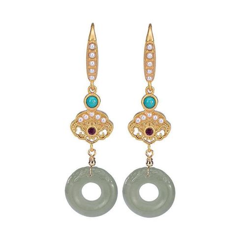 Boucles D'oreilles De Luxe En Jade Naturel Hetian Pour Femmes, Bijoux En Argent, Style Chinois, Rétro, Unique, Ancien, Artisanat, Charme