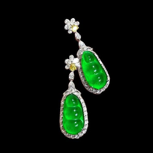 Boucles D'oreilles De Styliste En Argent Incrusté, Vert Béni, Calcédoine, Exquis Et Élégant, Bijoux Pour Dames