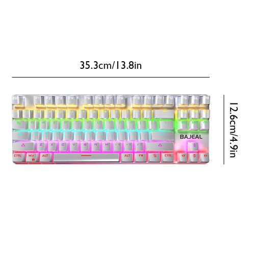 Clavier mécanique de jeu avec rétro-éclairage blanc, avec 87 touches, USB, 26 touches, pour ordinateur de bureau, Windows XP/Win7/8 IOS