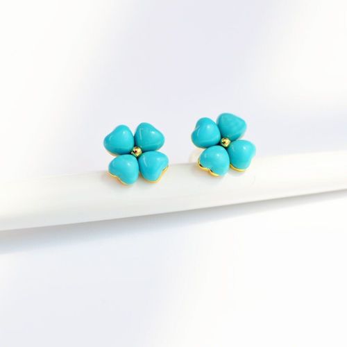 Boucles D'oreilles En Porcelaine Émaillée, Design Original, Herbe Porte-Bonheur, Amour, Style Chinois Rétro, Petit Charme Exquis, Bijoux En Argent