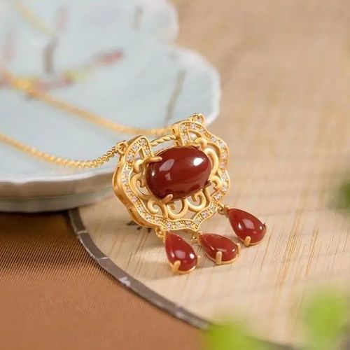 Collier Pendentif Pompon Tourmaline Rouge Sud Naturel, Style Palais Rétro Chinois, Creux, Bijoux En Argent De Luxe Noble Pour Femmes