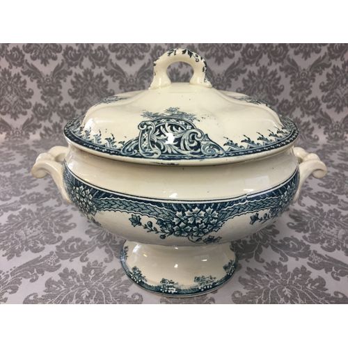 Art De La Table Ancienne Soupière Antique En Faïence Époque Xixème Siècle