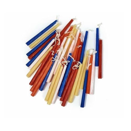 LOT DE BOUGIES DECO VARIEES MULTI COLOR COULEURS HANOUKA ANNIVERSAIRE GATEAU 10 cm CHANDELLES A MECHE FLAME CELEBRATION D EVENEMENT DECORATIVES EN CIRE VEGETAL FETE DES LUMIERES POR CHANDELIER MENORAH