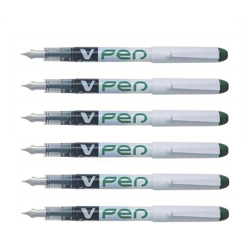 Pilot Lot De 6 Stylos Plume Jetable V-Pen Effaçable Vert