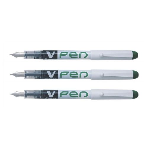 Pilot Lot De 3 Stylos Plume Jetable V-Pen Effaçable Vert