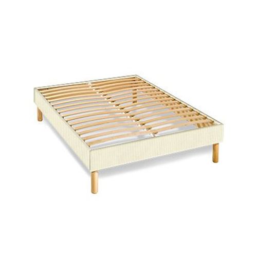 Sommier En Kit 14 Lattes Nues, Coutil Tissu Coton 120x190cm, Coloris Écru