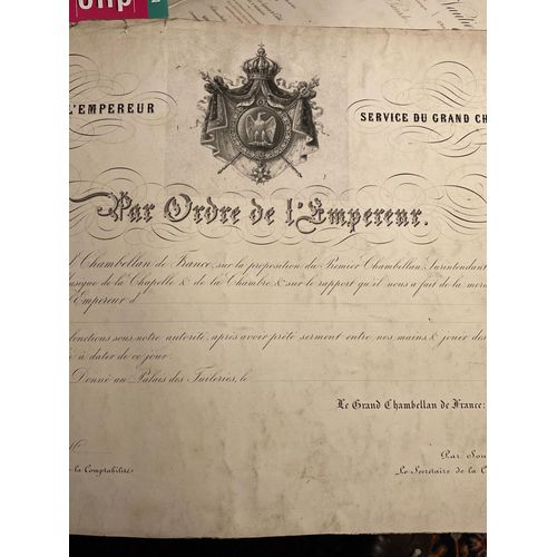 Nomination Sur Ordre De L’Empereur Par Le Grand Chambellan