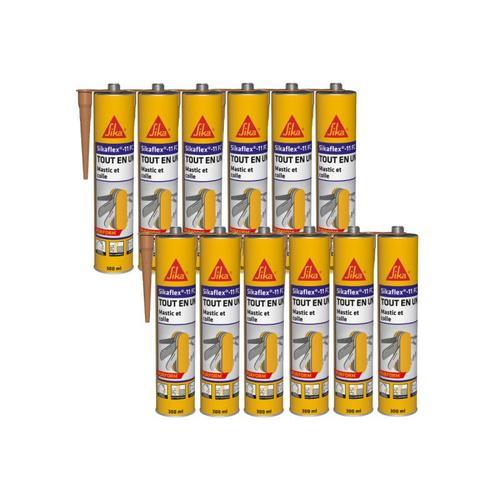 Lot de 12 mastics colles multi-usages SIKA Sikaflex 11 FC Purform - Beige - 300 ml