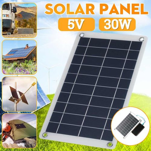 Panneau Solaire 30w 50w 5v 12v 18v, Double Sortie Usb, Panneaux Solaires En Poly, Portable, Pince Crocodile, Chargeur De Voiture