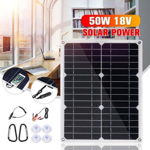 Panneau Solaire 50w 18v, 12v/5v Dc, Usb, Cellules Solaires Monocristallines, Flexibles, Chargeur De Batterie Pour Voiture, Camping-Car, Bateau