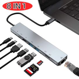 Station d'accueil 8 en 1 pour MacBook Pro, adaptateur USB C, lecteur de carte SD/TF, RJ45 USB-C 3.1, séparateur de Port Type C