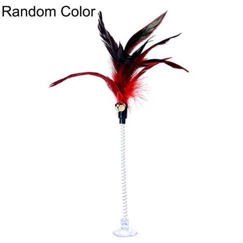 Jouets Pour Chat, Fil Métallique, Couleur Plume De Printemps, Jouet Avec Cloche, Tiges De Succion, Jouets Interactifs Pour Animaux De Compagnie