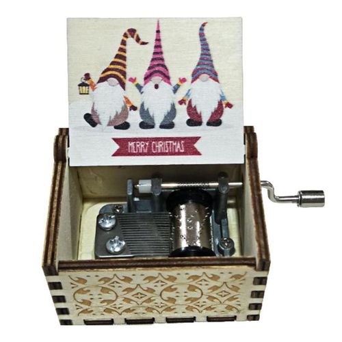 Boîte À Musique En Bois À Manivelle, 1 Pièce, Thème Bleu De Joyeux Noël, Cadeau De Saint-Valentin, Artisanat Décoration De Maison Pour La Famille Et Les Amis