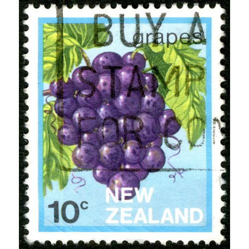 Timbre Oblitéré New Zealand, Grapes, 10 C