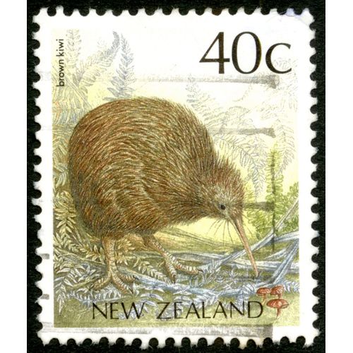 Timbre Oblitéré New Zealand, Brown Kiwi, 40 C
