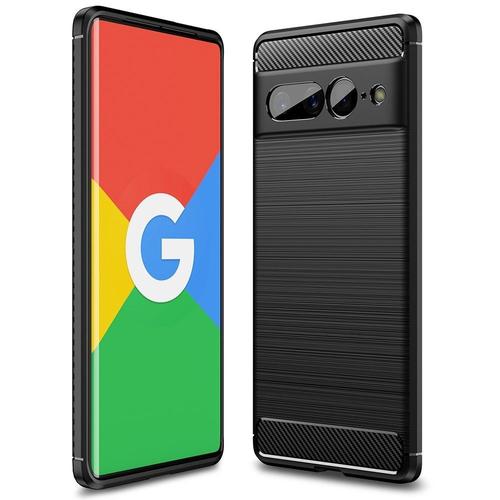 Coque Pour Google Pixel 7 Pro 5g - Housse Etui Silicone Gel Carbone + Verre Trempe - Noir