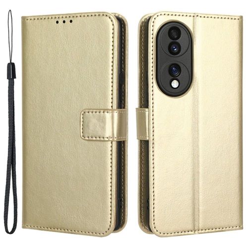Housse Pour Huawei Honor 70 5g - Etui Coque Pochette Portefeuille + Film Ecran - Or