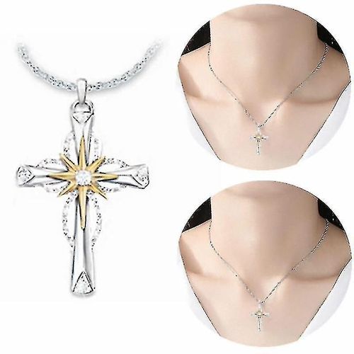 Devotional Fashion Gift Unisex Summer Alloy Double Color String Cross Pendant