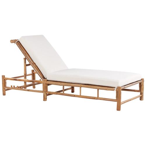 Chaise Longue En Bambou Bois Clair Et Blanc Cassé Ligure