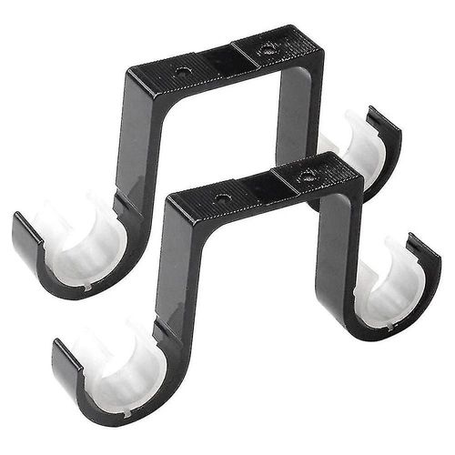 2pcs Double Rideau Rod Supports De Plafond Support Supporte Alliage d¿Aluminium Noir