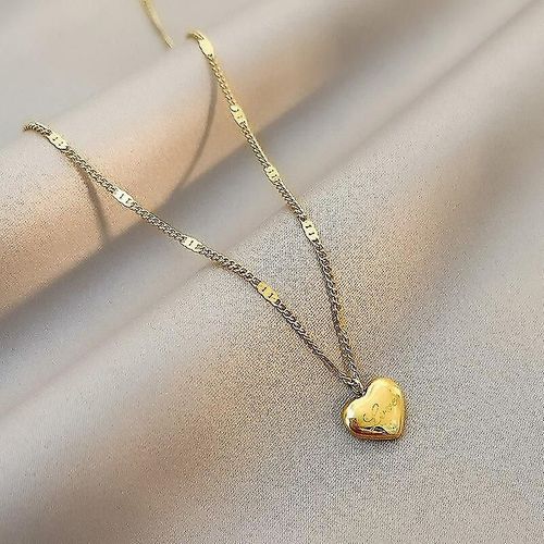 1pcs Gold-Color Necklace Ms Simple Fashion Peach Heart Engraved Love Collarbone Chain Holiday Gifts