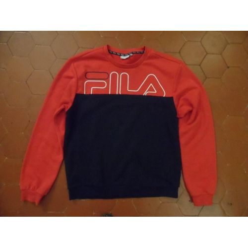 Sweat-Shirt Molleton Rouge Et Marine Fila