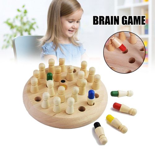Jeu D'échecs En Bois Avec Bouton De Cheville, Puzzle À Mémoire De Couleur, Jouet De Groupe Éducatif Pour Tout Petits, Enfants Et Adultes Lbe