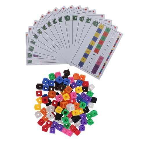 Cubes À Pression Colorés De 2cm, Apprentissage Préscolaire Des Maths Pour Enfants Avec Carte De Question, 100