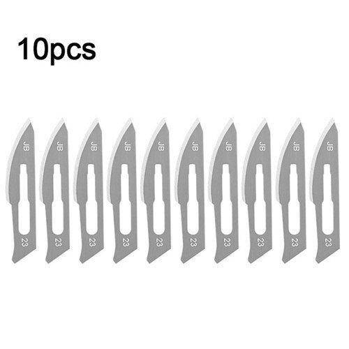 lames de Scalpel chirurgical en acier au carbone, outil de coupe de bricolage, réparation, couteau chirurgical pour animaux, 10 pièces 11 #23 # + 3 #4 #