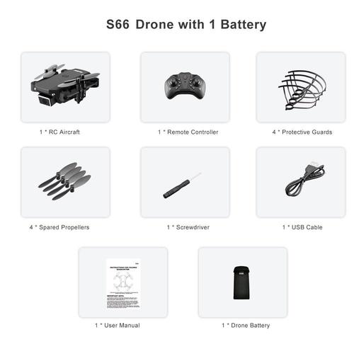 Mini Drone S66 Rc Avec Caméra 4k Double, Wifi Fpv, Mode Sans Tête, Maintien D'altitude, Photo Rc, Quadcopter, Jouets-Générique