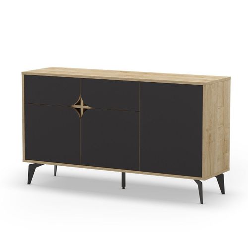 Buffet 3 Portes Avec Pieds En Métal L140 Cm - Marron