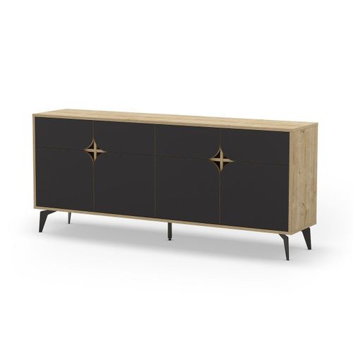 Buffet 4 Portes Avec Pieds En Métal L185 Cm - Marron