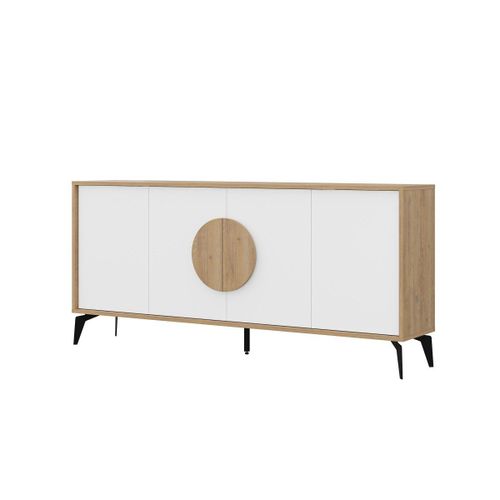 Buffet 4 Portes Avec Pieds En Métal L180 Cm - Marron