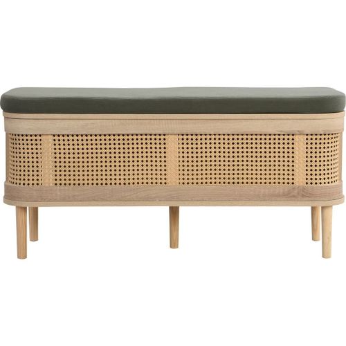 Banc D'entrée Avec Rangement En Bois Et Cannage 100 Cm
