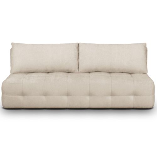 Canapé Convertible 3 Places En Tissu Chenille Beige