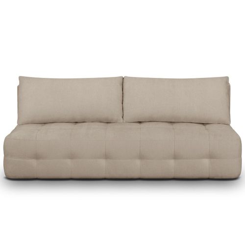 Canapé Convertible 3 Places En Tissu Chenille Taupe